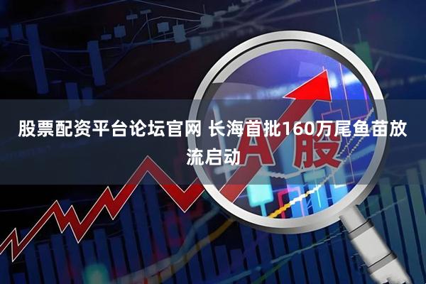 股票配资平台论坛官网 长海首批160万尾鱼苗放流启动